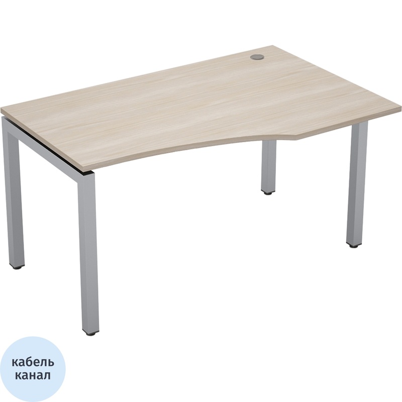 Изображение товара Стол эргономичный Avance 6М.523 правый (шамони светлый/алюминий матовый, 1400х900х750 мм)