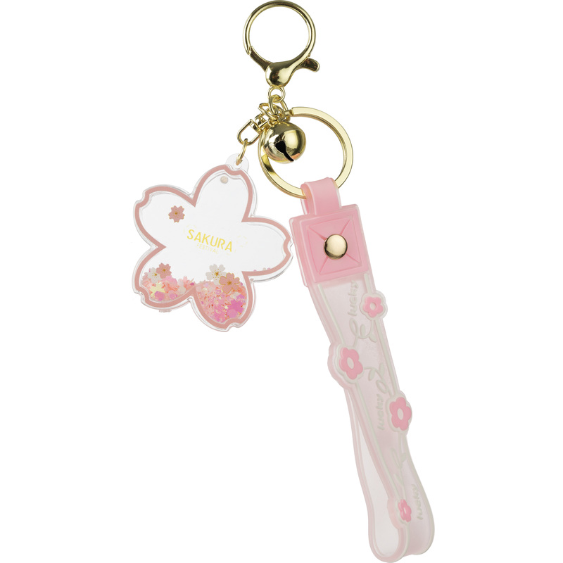 Изображение товара Брелок Цветок с блестками розовый для рюкзаков и сумок