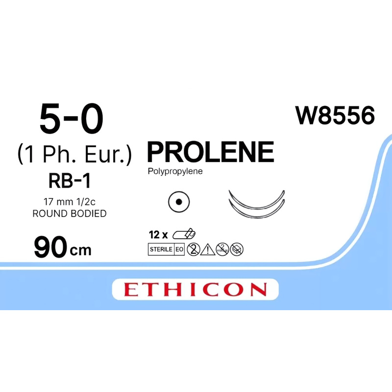 Изображение товара Шовный материал Пролен 5/0 колющая игла 17 мм 12 шт в упаковке