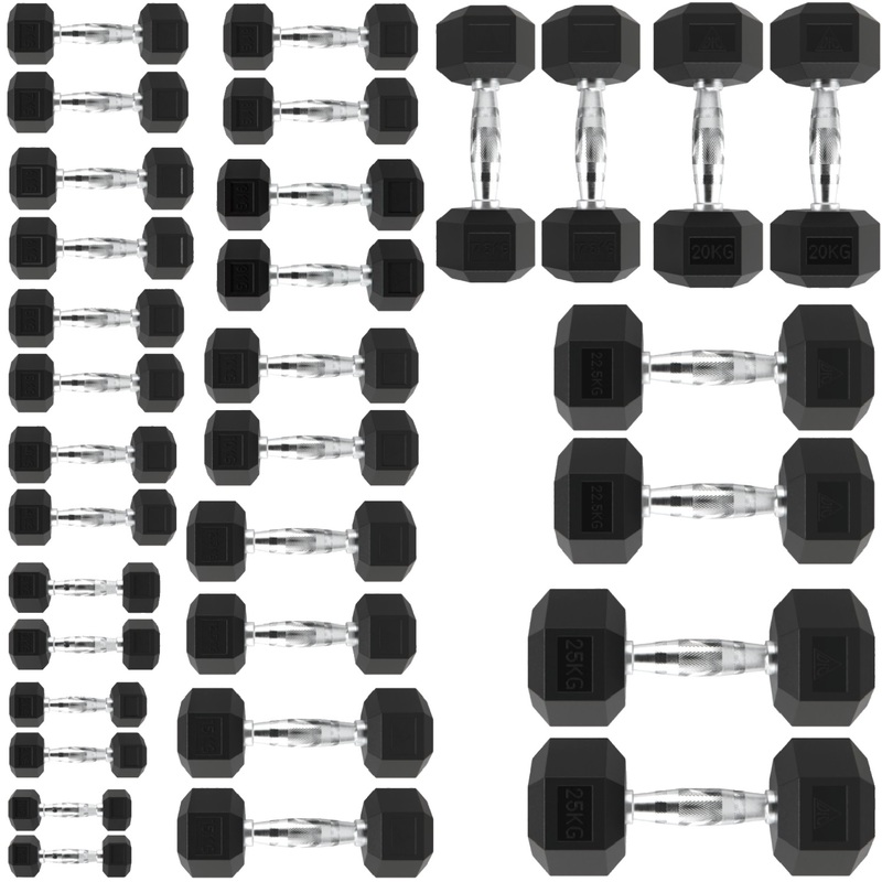 Изображение товара Набор гантелей DFC DB001-1_25 от 1 до 25 кг 16 пар обрезиненных гантелей