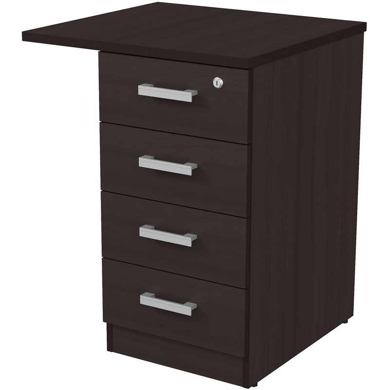 Изображение товара Тумба приставная с замком венге 550х600х750 мм 4 ящика мебели для хранения