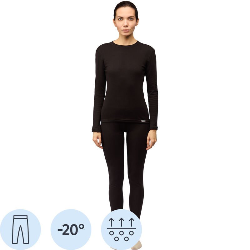 Изображение товара Женские термолегинсы Guahoo G21-2271P с начёсом черные 50-52 демисезонные зимние