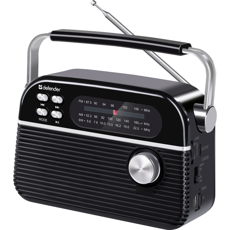 Изображение товара Радиоприемник Defender Vega чёрный с USB и настройкой FM SW AM