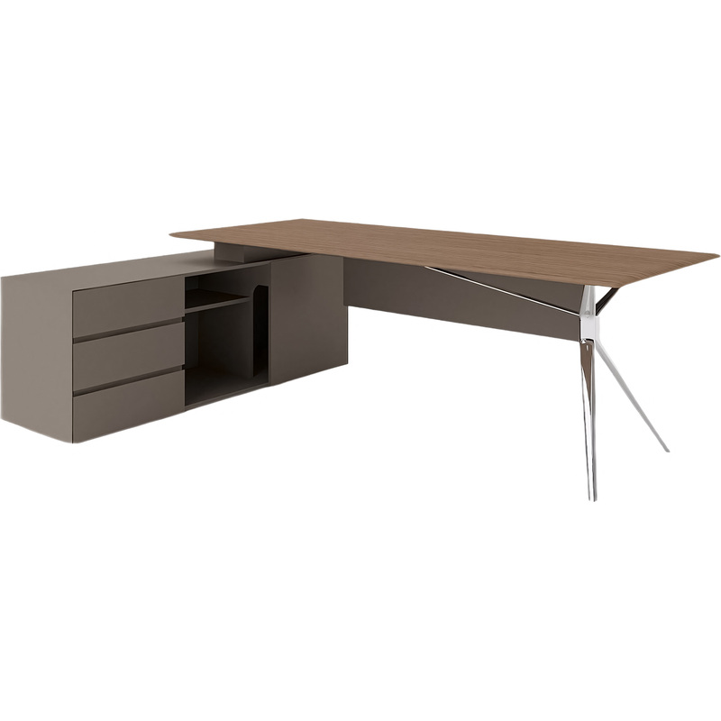 Изображение товара Угловой офисный стол Ares Lux с тумбой левый орех кофейный 2000х1600х756 мм