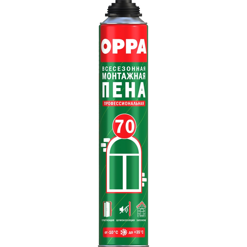Изображение товара Пена монтажная профессиональная OPPA 70 всесезонная 875 мл полиуретановая универсальная (OPPAPROF70)