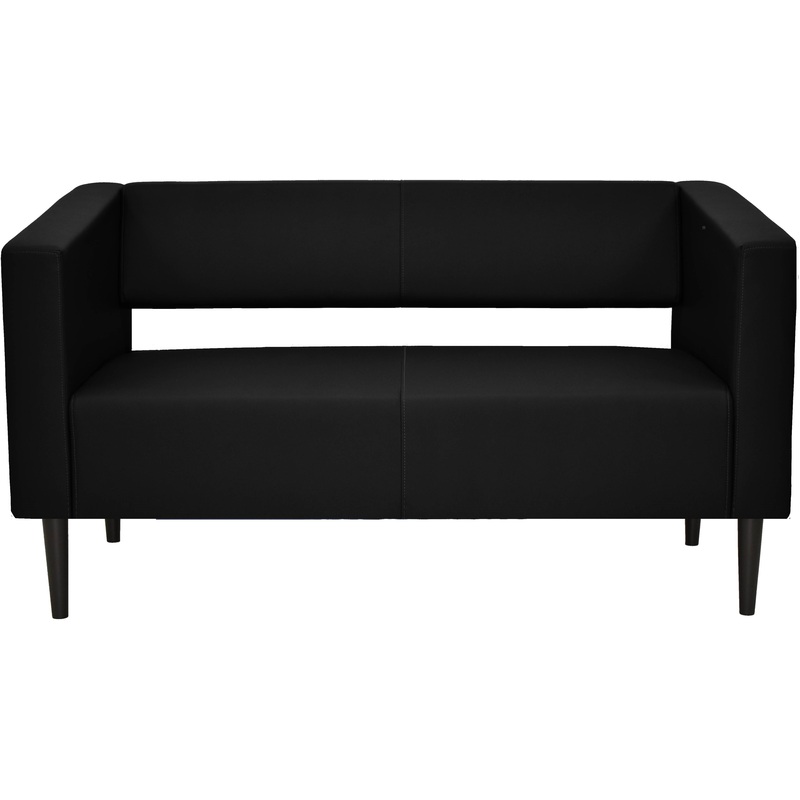 Изображение товара Двухместный диван Ретро Р-2 черный из искусственной кожи стильная мебель