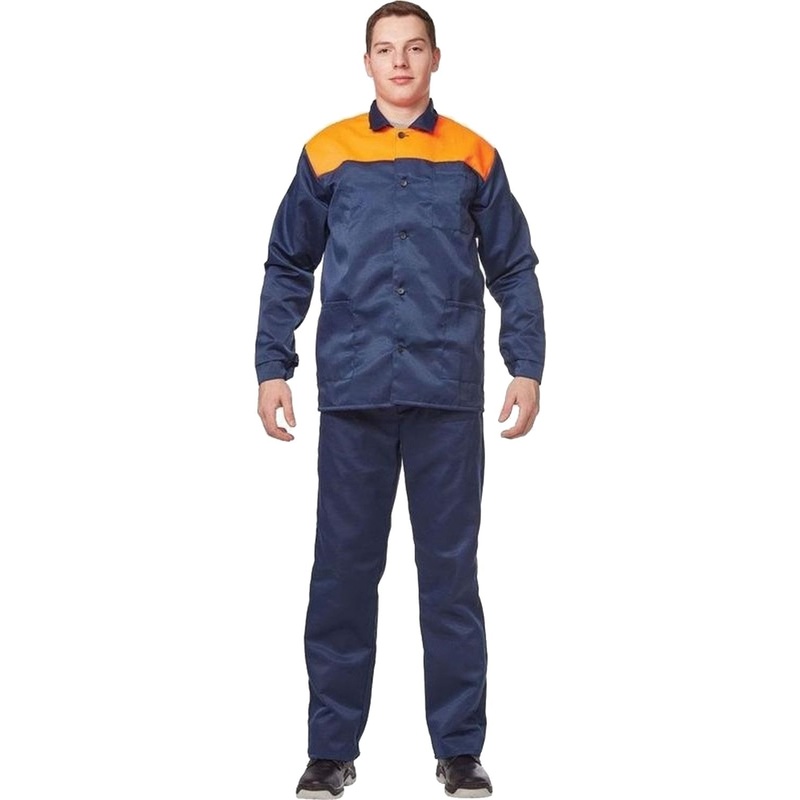Изображение товара Костюм рабочий летний мужской л16-КПК синий/оранжевый 60-62