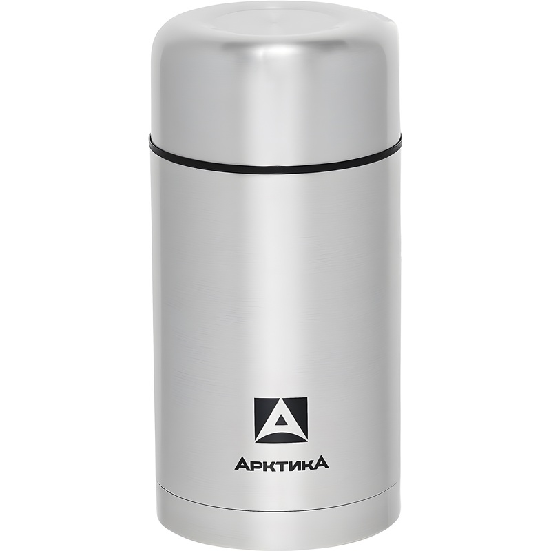 Изображение товара Термос для еды с широким горлом Арктика 1000 мл серебристый (с чехлом и ложкой)