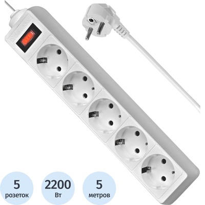 Сетевой фильтр Defender ES 5 на 5 розеток 5 метров белый (99483) – купить по выгодной цене в интернет-магазине | 1877782