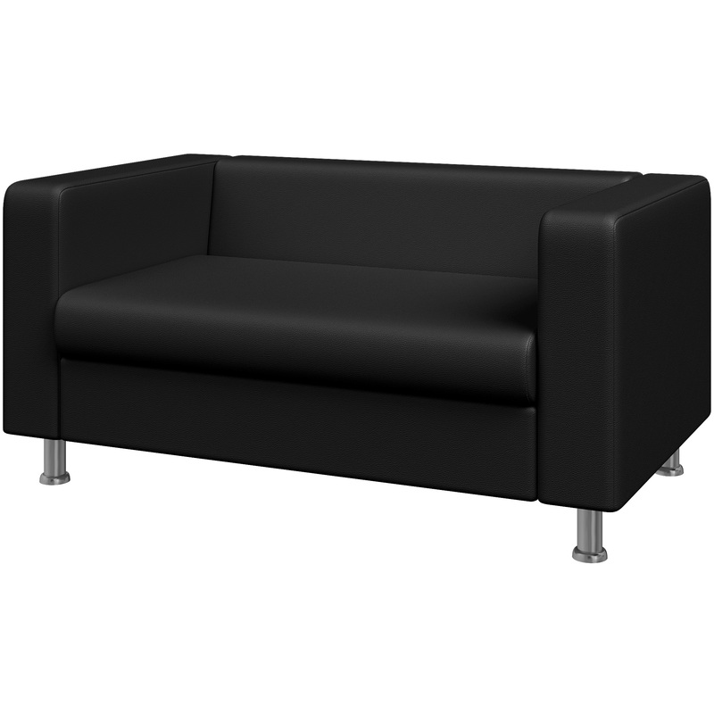 Изображение товара Двухместный диван Алекто черный из искусственной кожи офисный и для ожидания