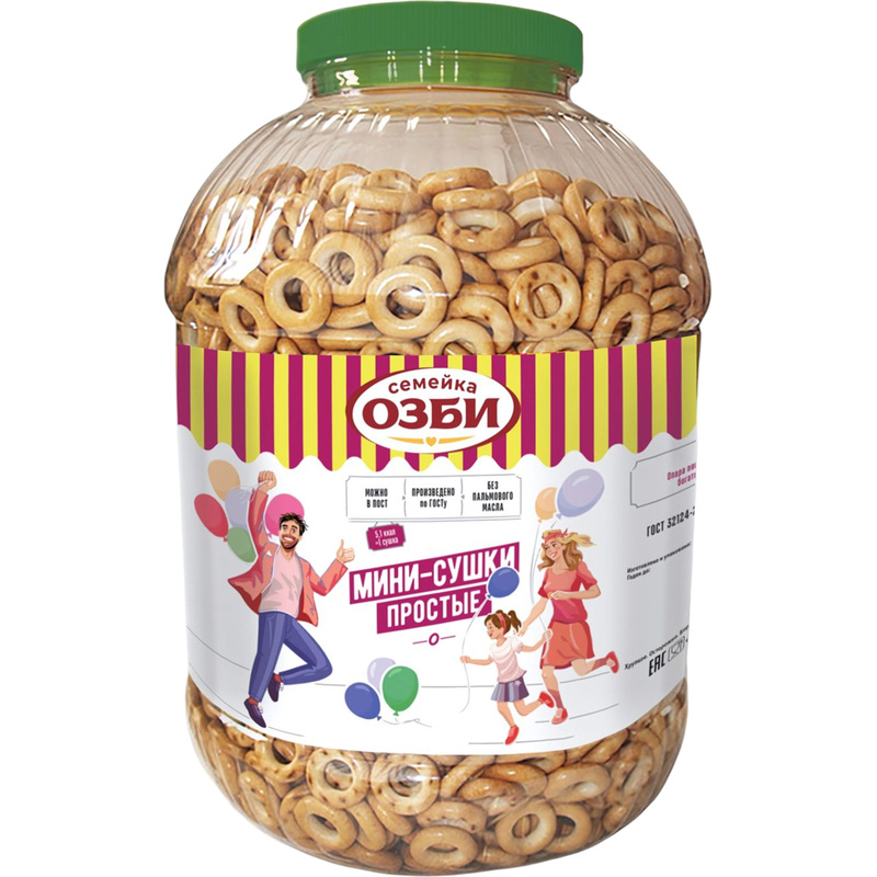 Изображение товара Мини-сушки Семейка Озби 2300 г натуральные хлебобулочные изделия для перекуса