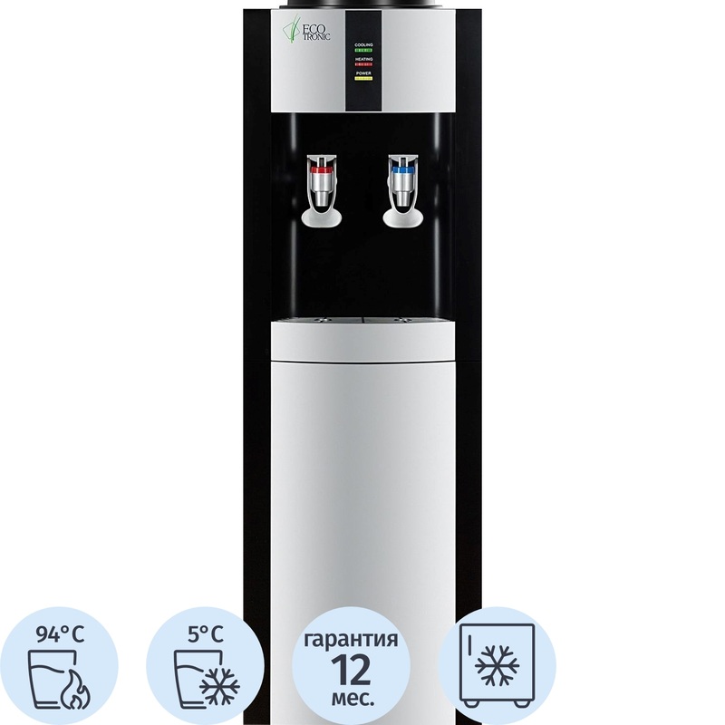 Изображение товара Кулер для воды Ecotronic H1-LF черный с нагревом и охлаждением