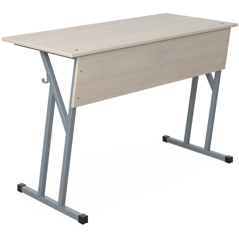 Изображение товара Двухместная парта Комус Мебель для старших классов рост 6 цвета дуб шамони и серый