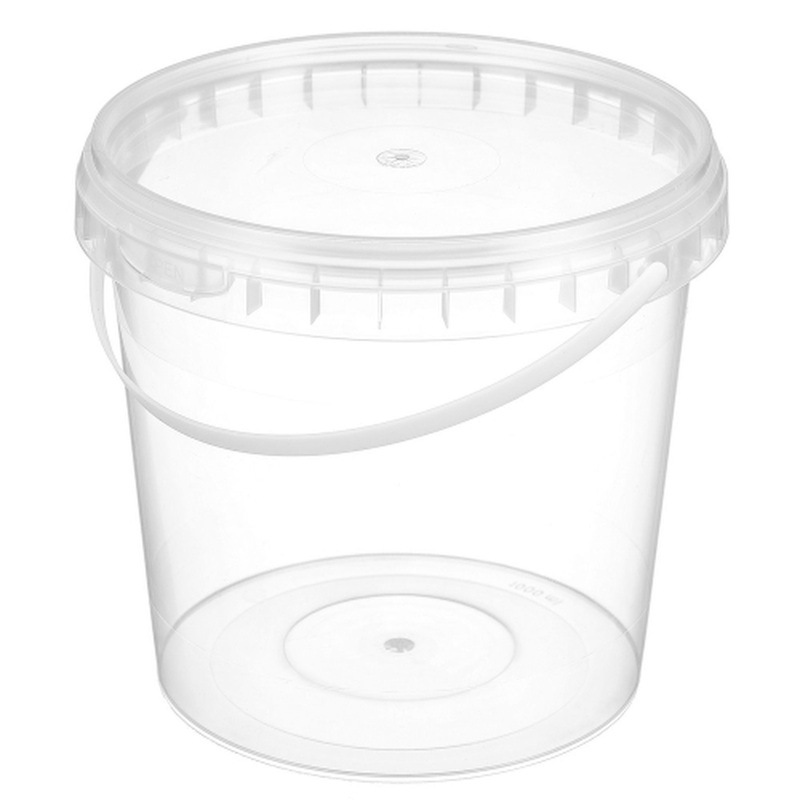 Изображение товара Уценка. Ведро пищевое круглое с крыш. и к/з 1л 130x120мм цвет прозр. БСВ 240шт/уп