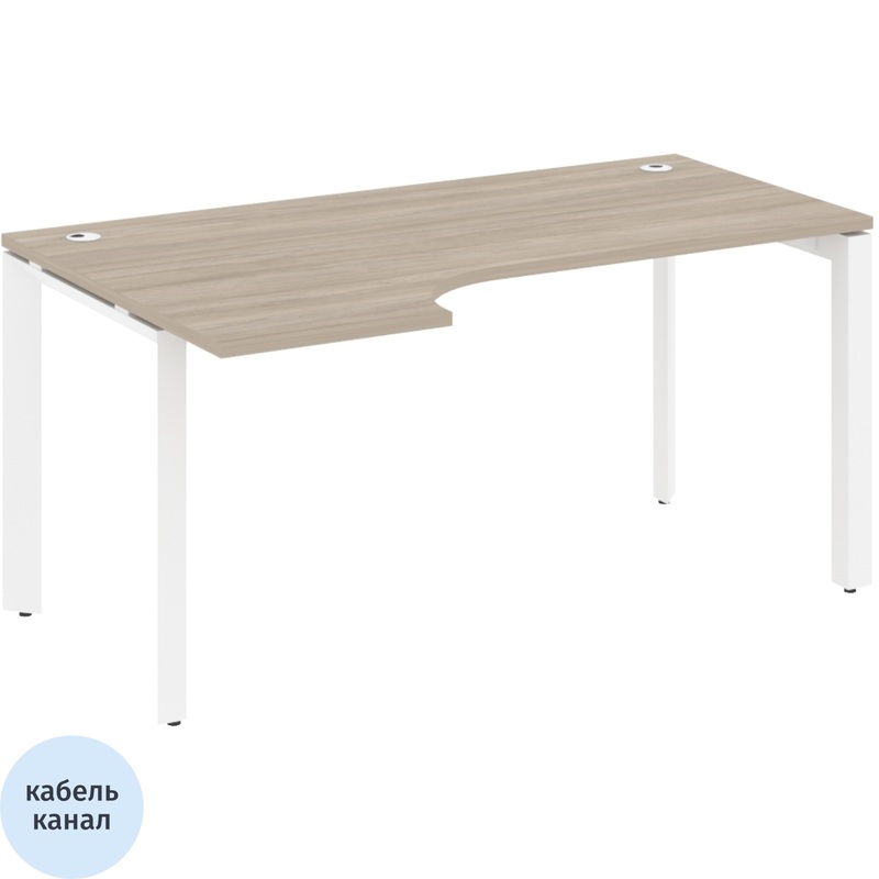 Изображение товара Эргономичный левый стол ONIX-П O.MP-SA-1L дуб аттик белый 1580х980х750 мм