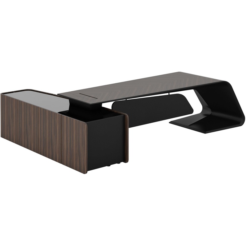 Изображение товара Стол руководителя Bugatti с тумбой правый из эбенового дерева