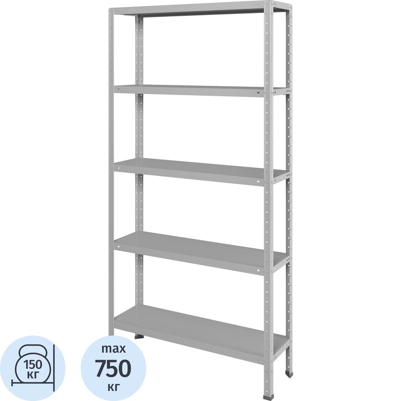 Изображение товара Металлический стеллаж Практик MSStr200/100х30/5Ком 5 полок Россия