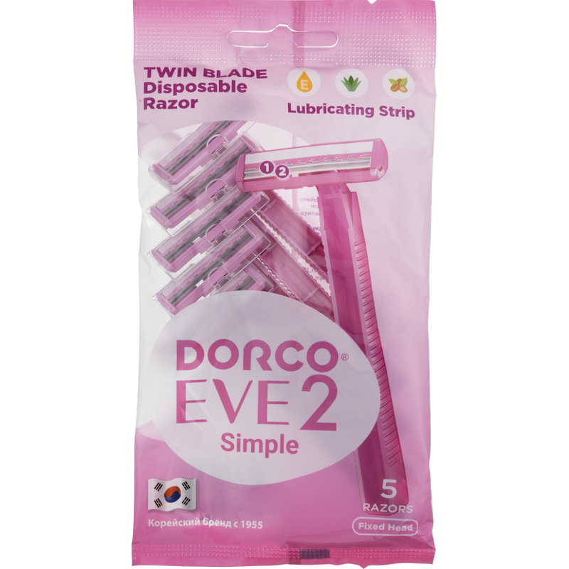Изображение товара Женские одноразовые бритвы Dorco Eve2 5 шт удобная ручка увлажняющая полоска