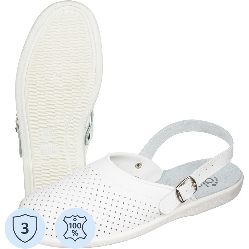 Изображение товара Сабо мужские Almi Павел ПВХ из натуральной кожи белые размер 43 с ремешком (7202-00101)