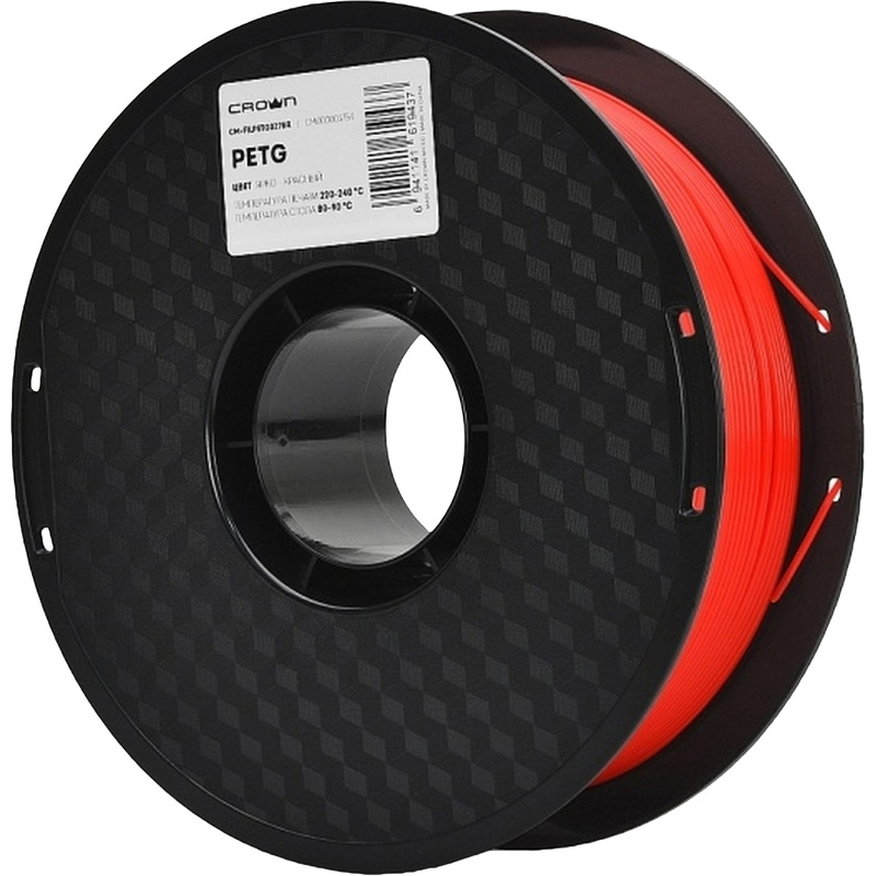 Изображение товара Пластик PETG для 3D-принтера Crown Micro красный глянцевый 1.75 мм 1 кг