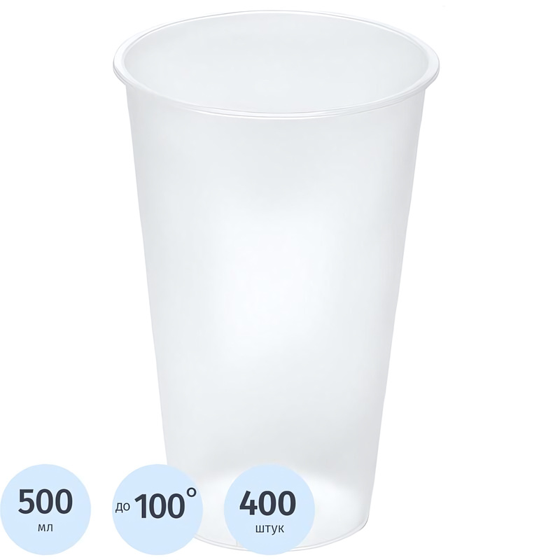 Изображение товара Одноразовый пластиковый стакан Bubble Cup 500/530 мл прозрачный упаковка 400 шт