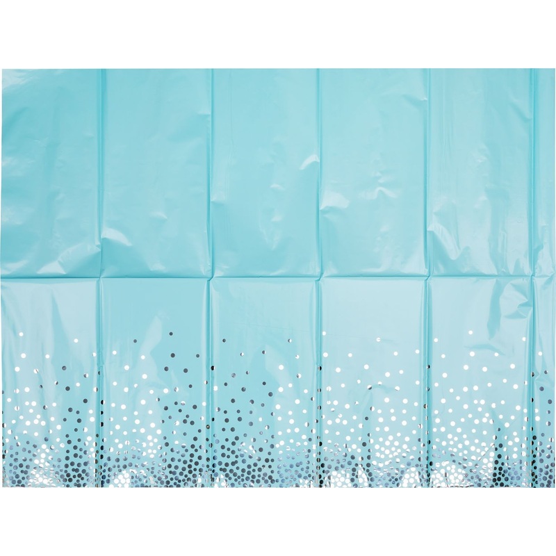 Изображение товара Скатерть одноразовая Веселая Затея Горошек 130x180 см голубая с серебристым рисунком