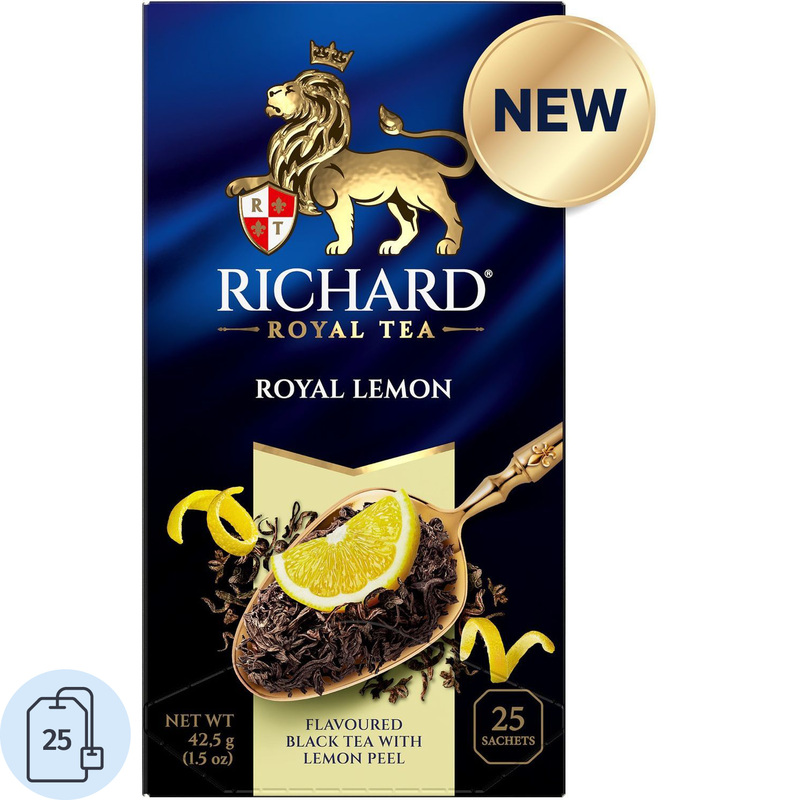 Изображение товара Чай черный Richard Royal Lemon 25 сашет - ароматный и насыщенный вкус с лимонными нотками
