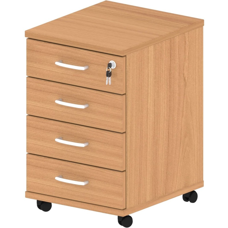 Изображение товара Тумба подкатная Комус Мебель Easy One с замком 4 ящика груша ароза