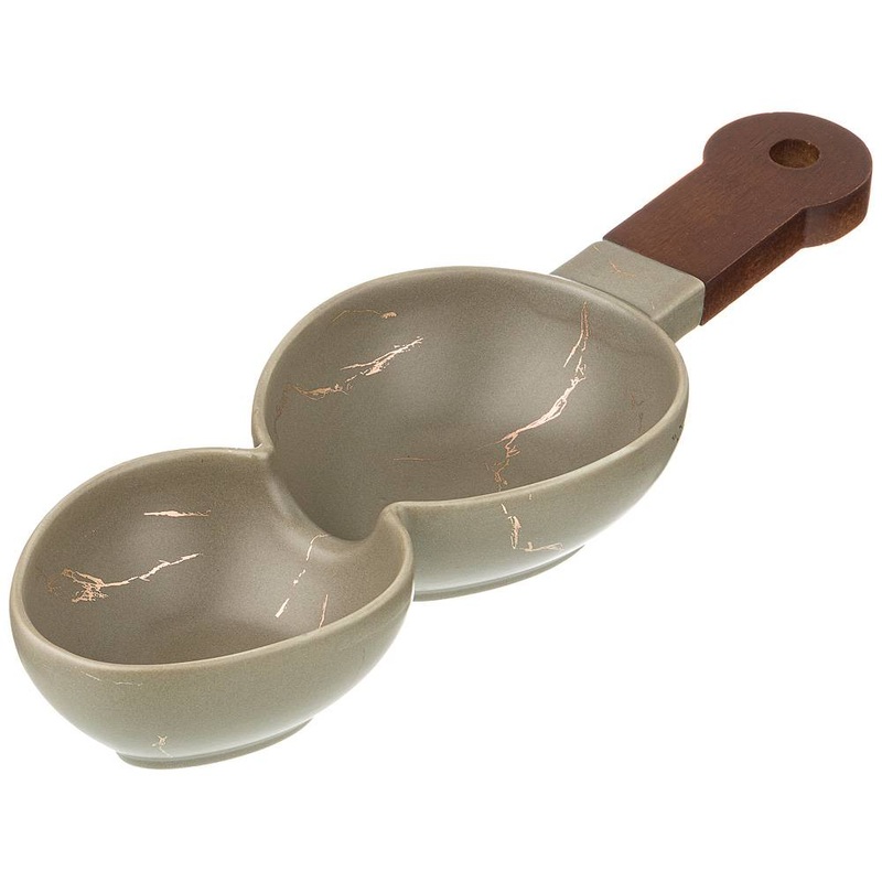 Изображение товара Менажница Lefard с деревянной ручкой из фарфора и дерева 34х11,3х5 см