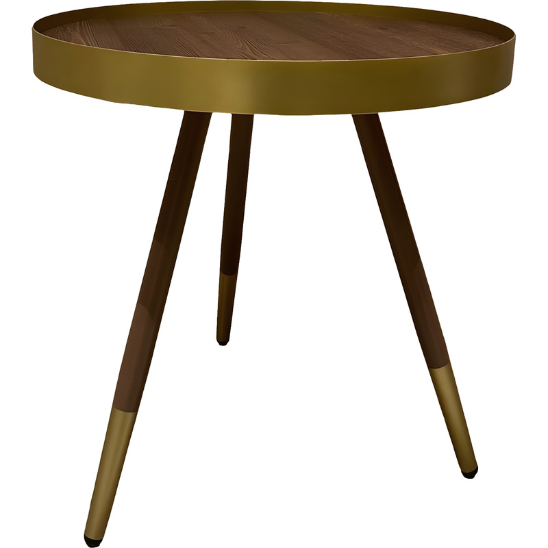 Изображение товара Журнальный столик орех кантри с золотым декором 445 мм диаметр