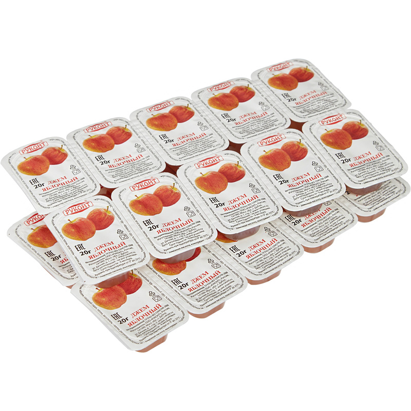 Изображение товара Джем яблочный порционный Руконт 20 г 20 штук в упаковке