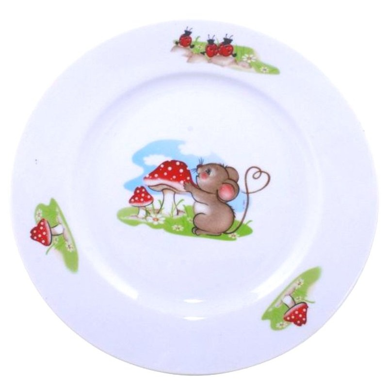 Изображение товара Тарелка обеденная Дулёвский фарфоровый завод Мышата 17.5 см белая