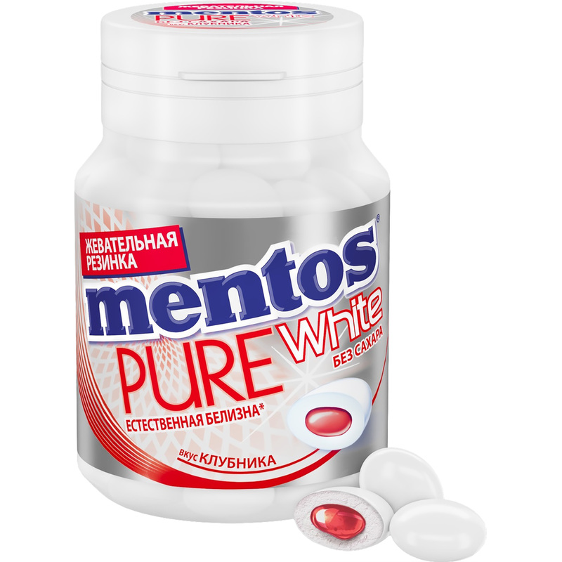 Изображение товара Жевательная резинка Mentos Pure White Клубника 54 г