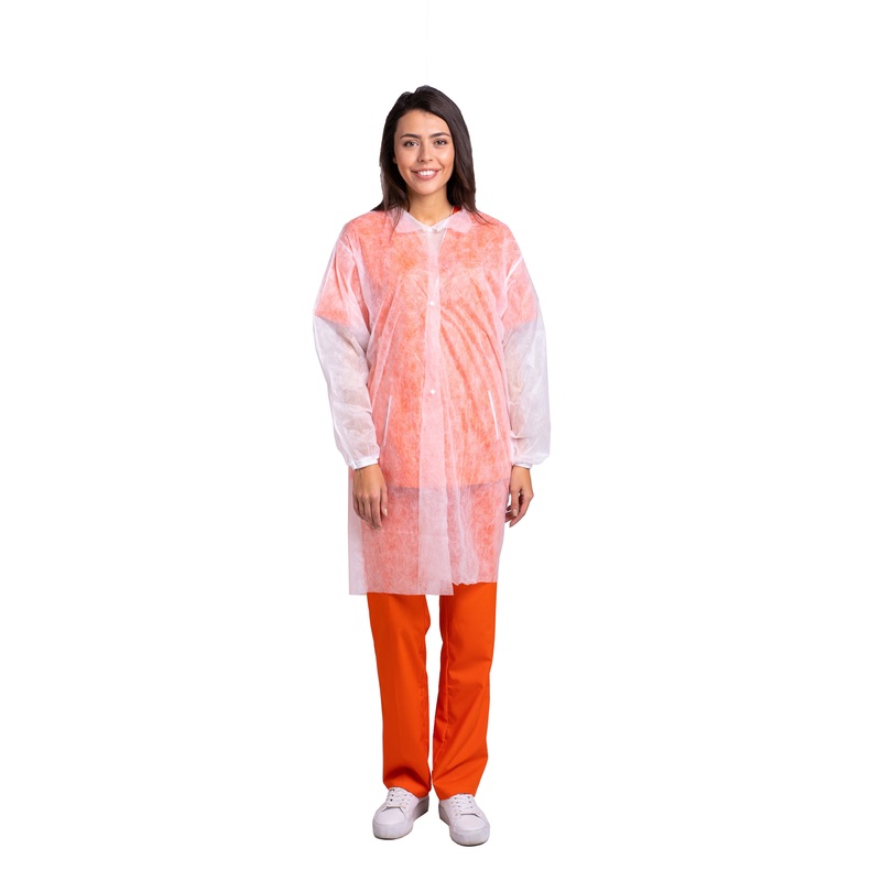 Изображение товара Халат одноразовый процедурный Снаблайн на кнопках белый размер XXL (10 штук в упаковке)