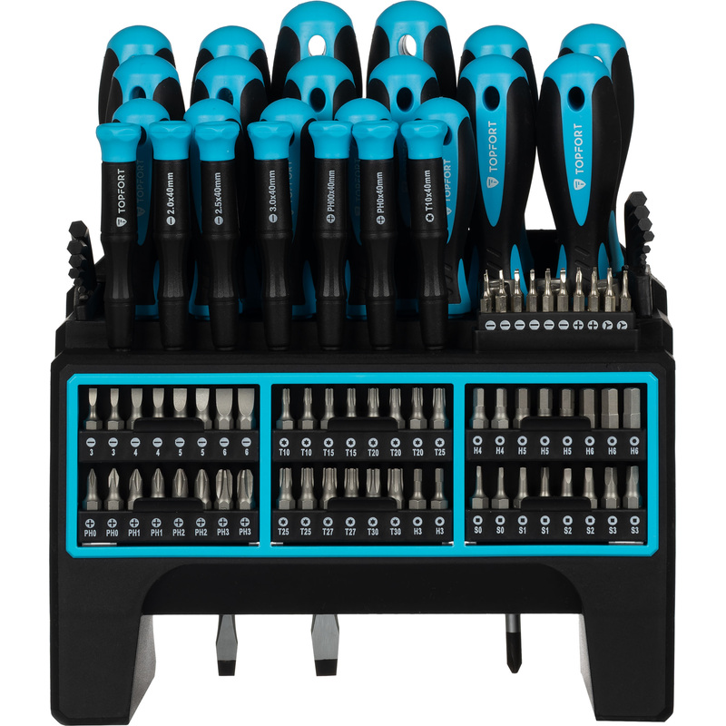 Изображение товара Набор отвёрток TOPFORT 114 предметов с битами и головками профессиональный