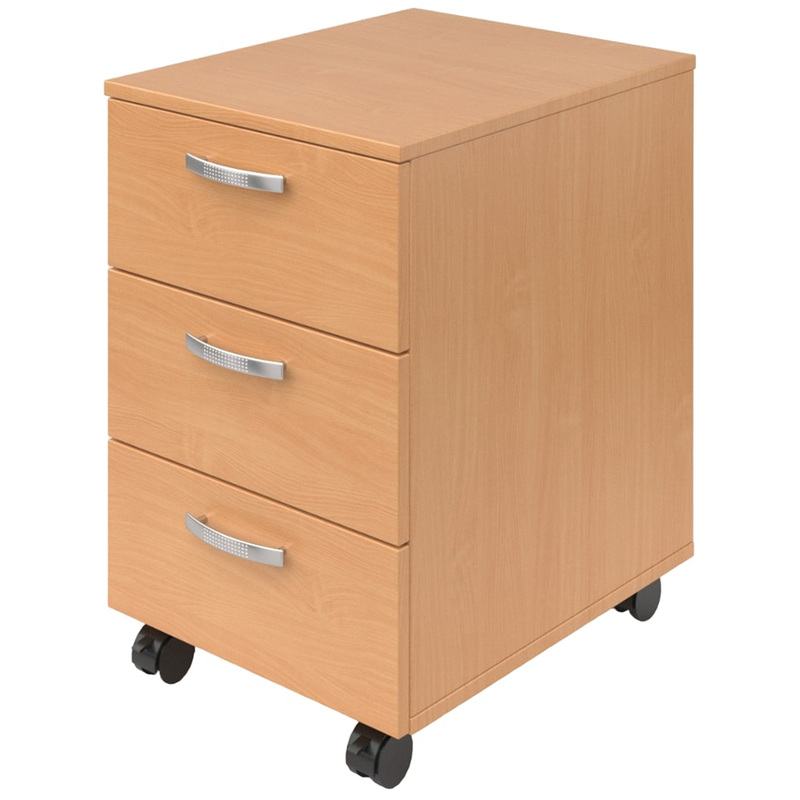 Изображение товара Мобильная тумба бук 400х420х610 мм из ЛДСП с ПВХ кромкой