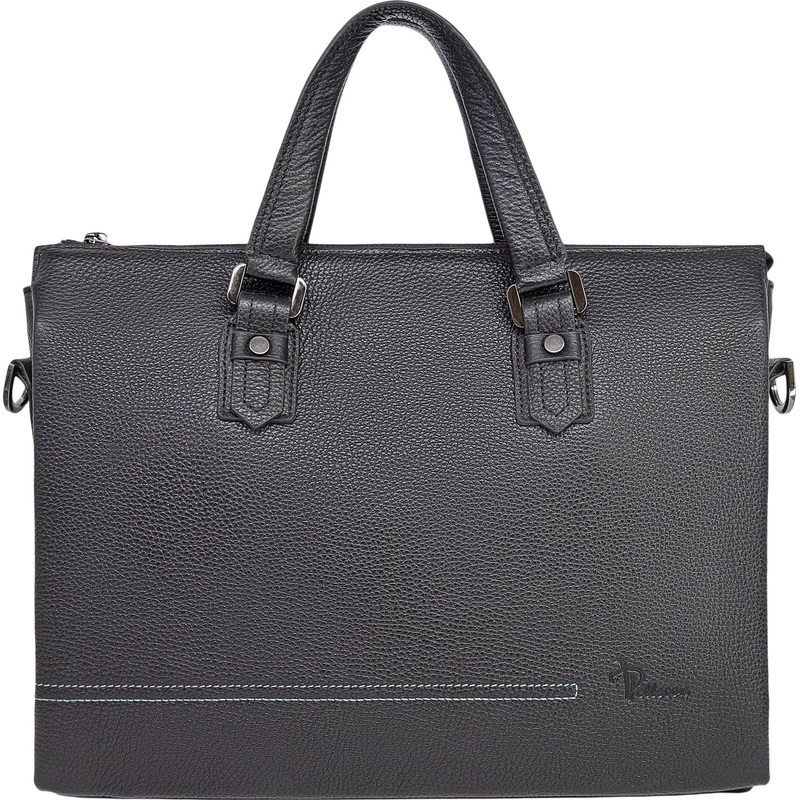 Изображение товара Мужская сумка для документов Pellecon из натуральной кожи черная 37x5x29 см