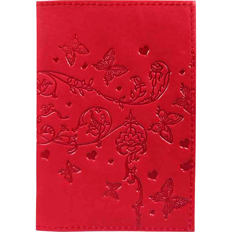 Изображение товара Обложка для паспорта из натуральной кожи красного цвета с тиснением