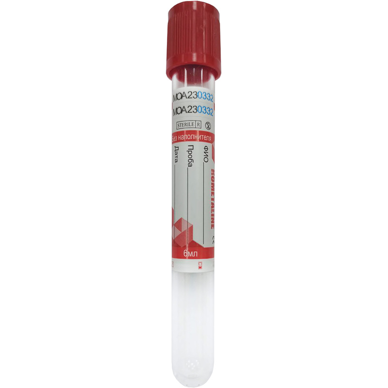 Изображение товара Вакуумные пробирки Kometaline без наполнителя 6 мл 100 штук пластик