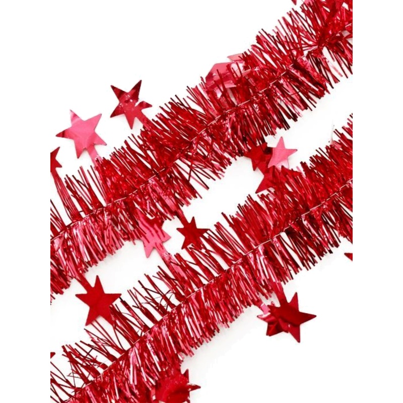 Изображение товара Новогодняя мишура Время Чудес красная 200х5 см для украшения елки и интерьера