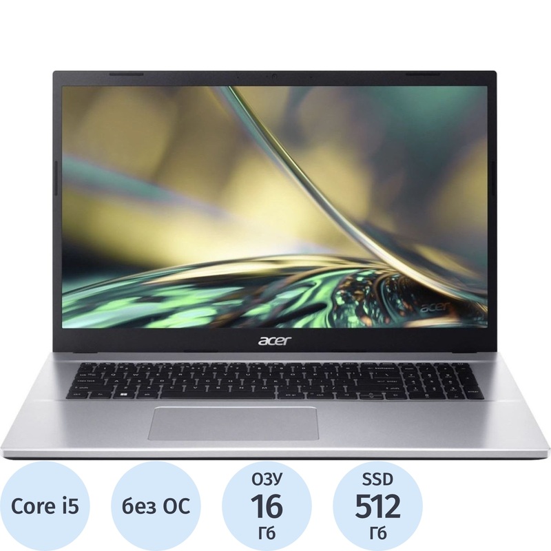 Изображение товара Ноутбук Acer Aspire A317-54-54BQ 17.3" серый Intel Core i5 1235U/16 ГБ/SSD 512 ГБ (NX.K9YER.005)