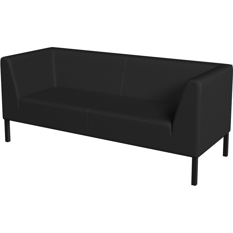 Изображение товара Трехместный диван Bonus черный из искусственной кожи для офиса и общественных помещений