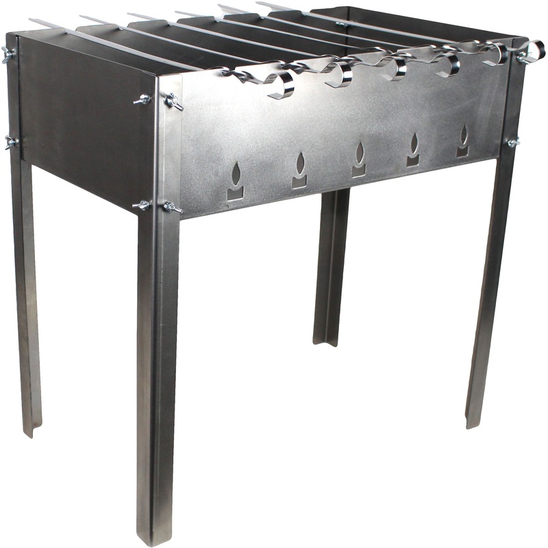 Изображение товара Мангал с барашками Grillkoff 500x500x300 мм 6 шампуров из нержавейки для гриля