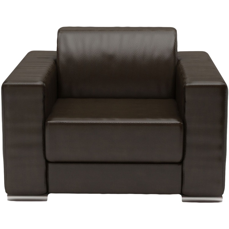 Изображение товара Кресло Энрико E-1 коричневое из глянцевой экокожи с хромированными опорами