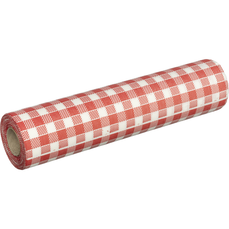 Изображение товара Одноразовая скатерть Luscan бумага и ПЭТ 120x200 см белый красный