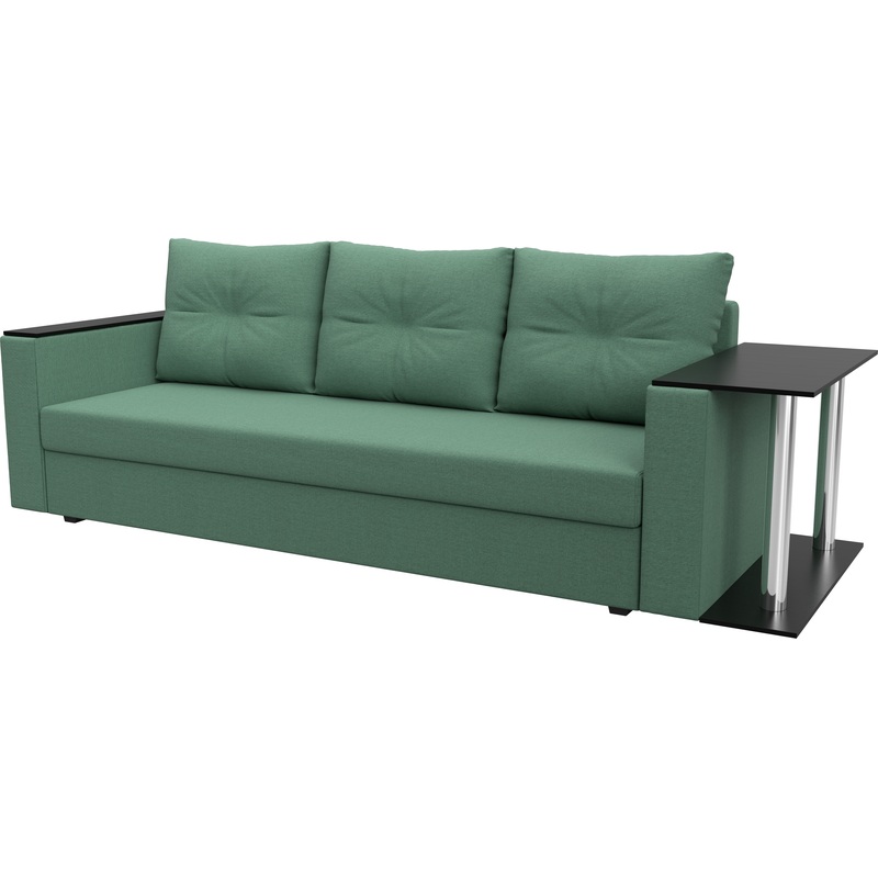 Изображение товара Диван-кровать Комфорт Атланта трёхместный правый зелёный с столиком