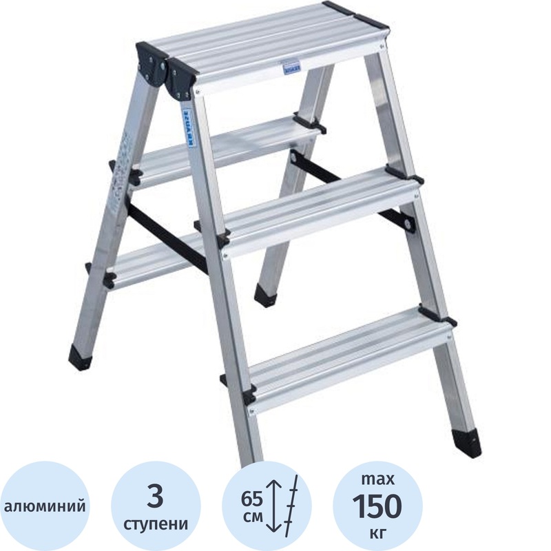 Изображение товара Стремянка алюминиевая двусторонняя Krause Dopplo 2x3 ступени (120328)
