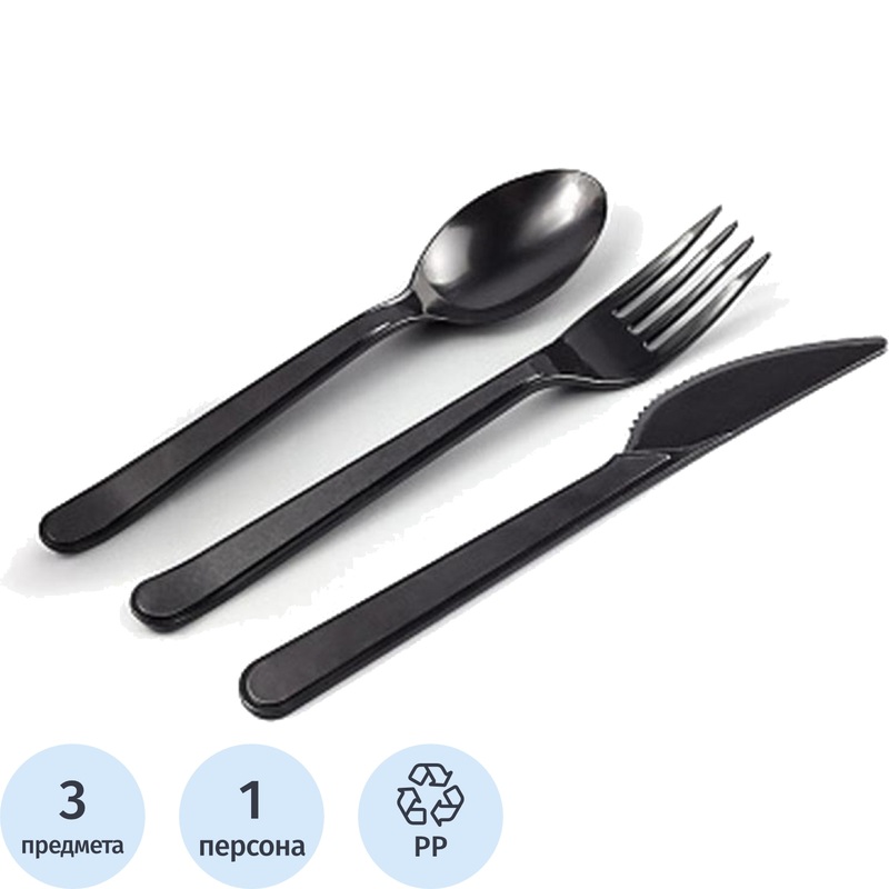 Изображение товара Набор одноразовых столовых приборов Аэроснаб на 1 персону (3 предмета, 300 наборов в упаковке)