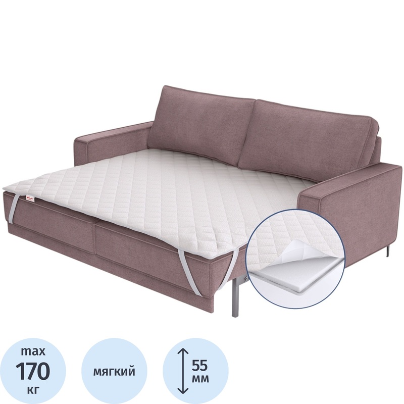 Изображение товара Матрас-топпер Комус Мебель SC5 roll 2000x800 мм мягкий с чехлом жаккард