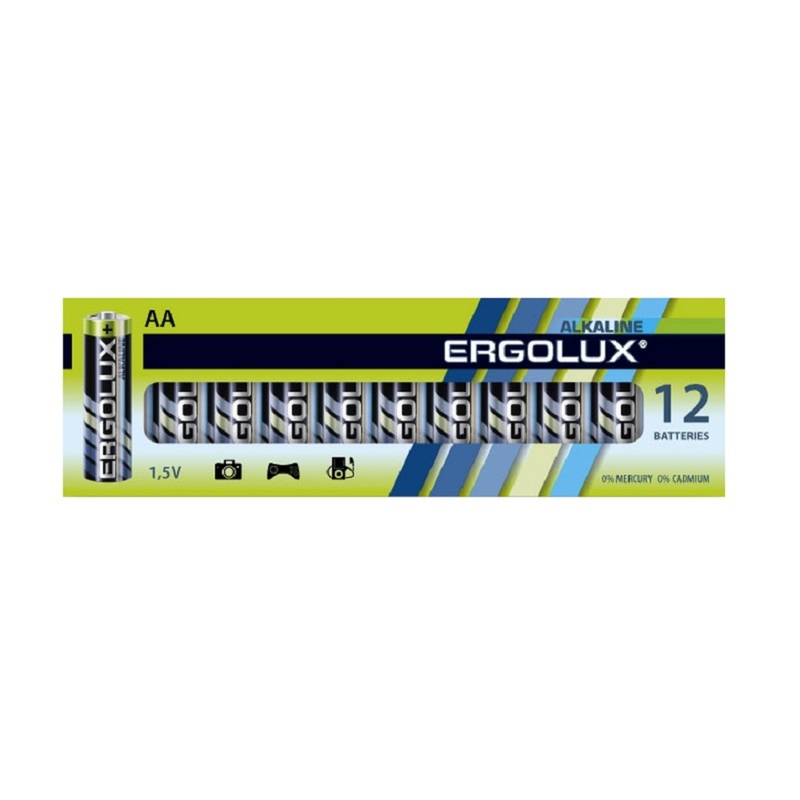Изображение товара Батарейка АА пальчиковая Ergolux Alkaline 12 шт надежный питание